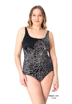 Siyah Desenli Mayo Büyük Beden