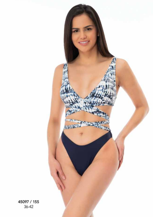 Siyah Beyaz Bağlamalı Bikini