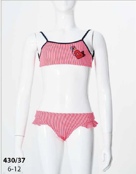 Desenli Kız Çocuk Bikini 6 - Kırmızı Beyaz