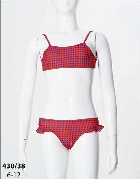 Desenli Kız Çocuk Bikini 6 - Kırmızı Beyaz