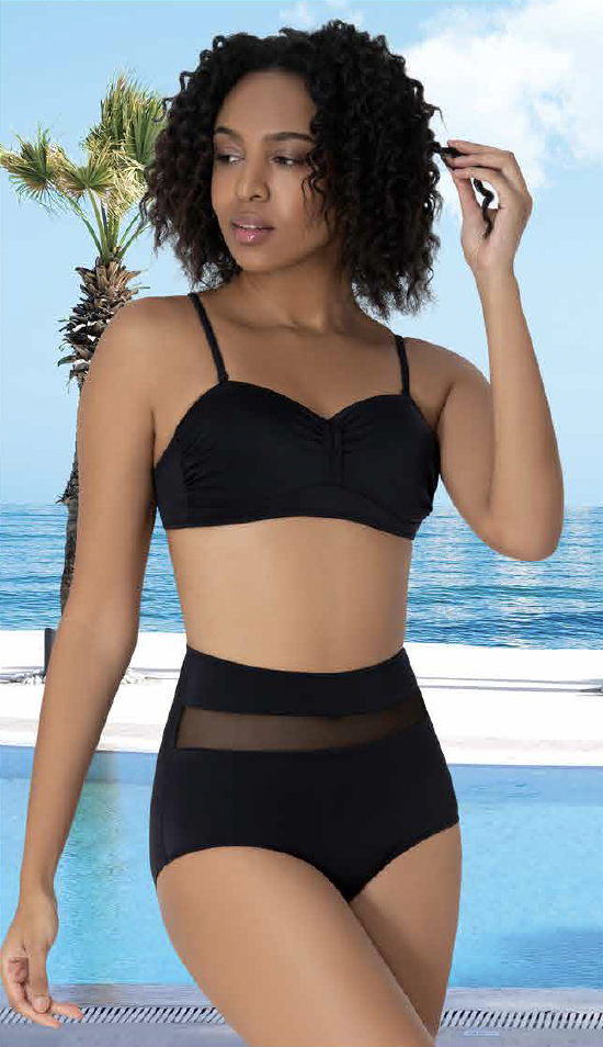 Yüksek Bel Siyah Bikini Takımı – File Detaylı 38