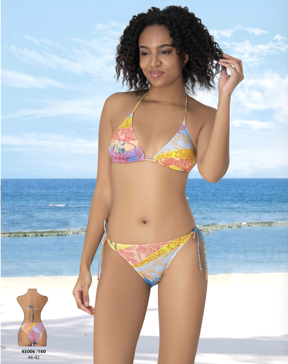 Renkli Desenli Üçgen Bikini Takımı – Bağlamalı