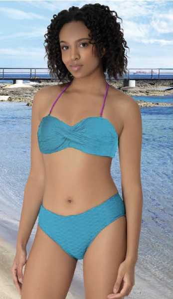 Turkuaz Dokulu Bandeau Bikini Takımı 38