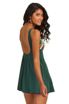 Yeşil Desenli Şortlu Elbiseli Mayo